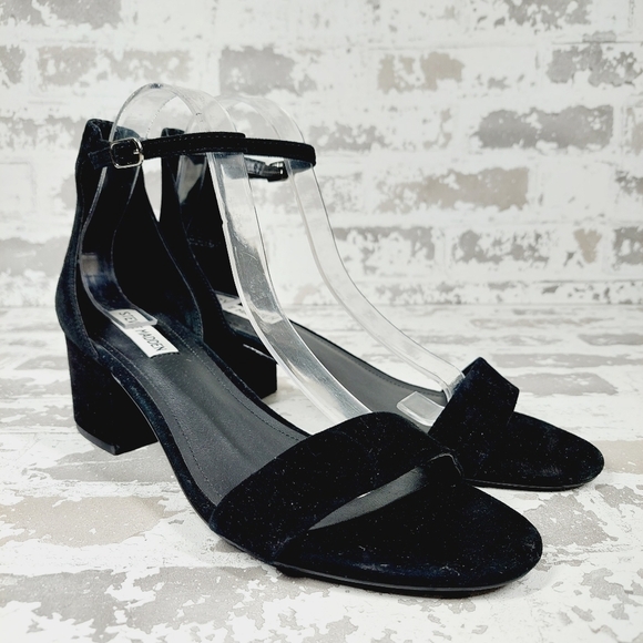 Steve Madden Women's Irenee Black Leather Slip On Block Heeled Sandals M927 - Picture 4 of 11